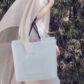 The Market Tote in Technik-Leather in White and Black image 2
