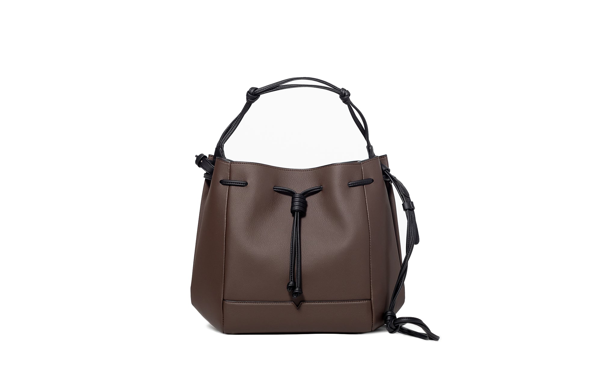 The Bucket Crossbody in Technik-Leather in Taupe & Black  image 1