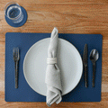 The Placemat Set - Sample Sale in Technik-Leather in Oat & Denim image 2