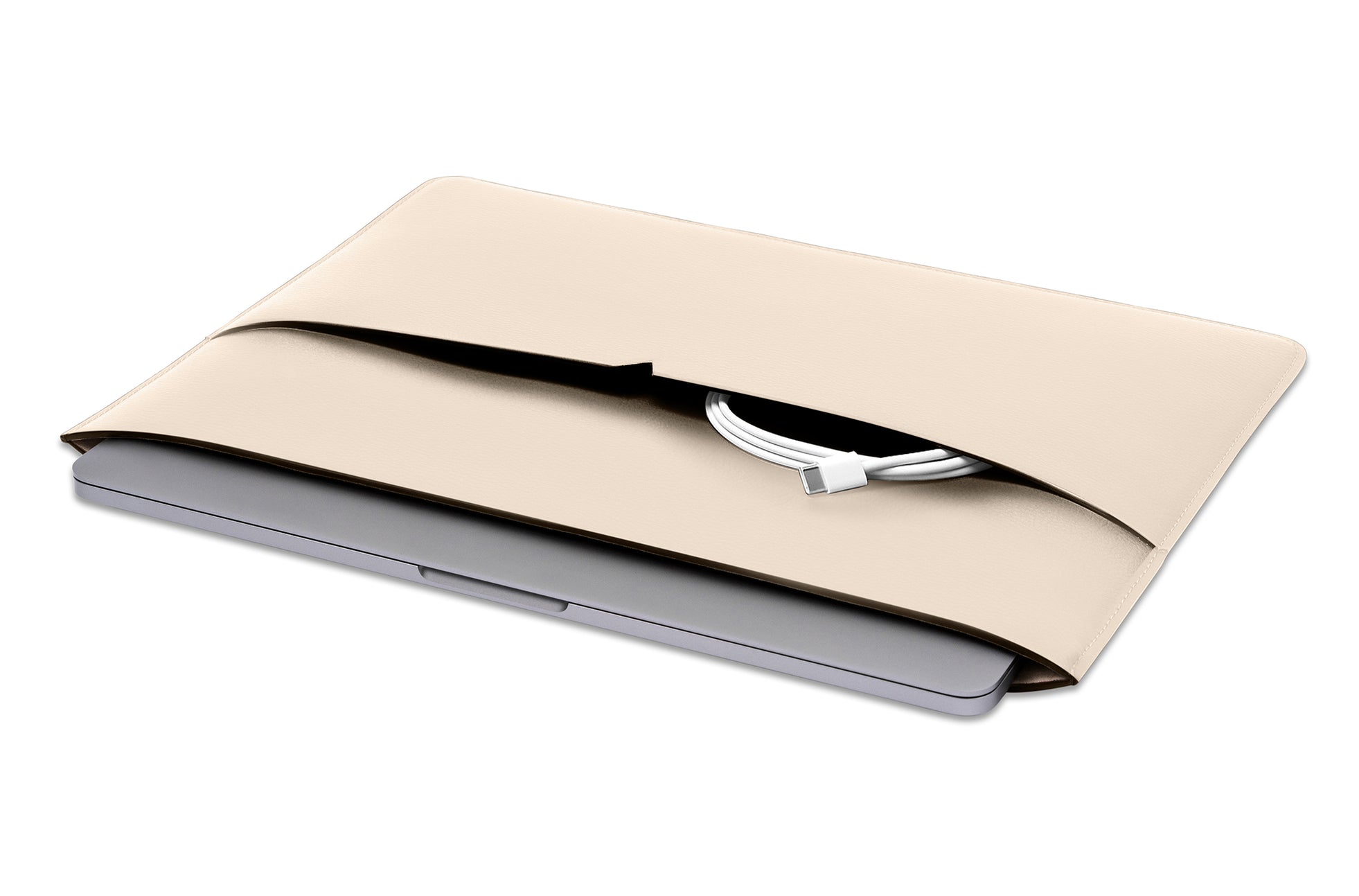 The MacBook Sleeve 13-inch in Technik-Leather in Oat image 3