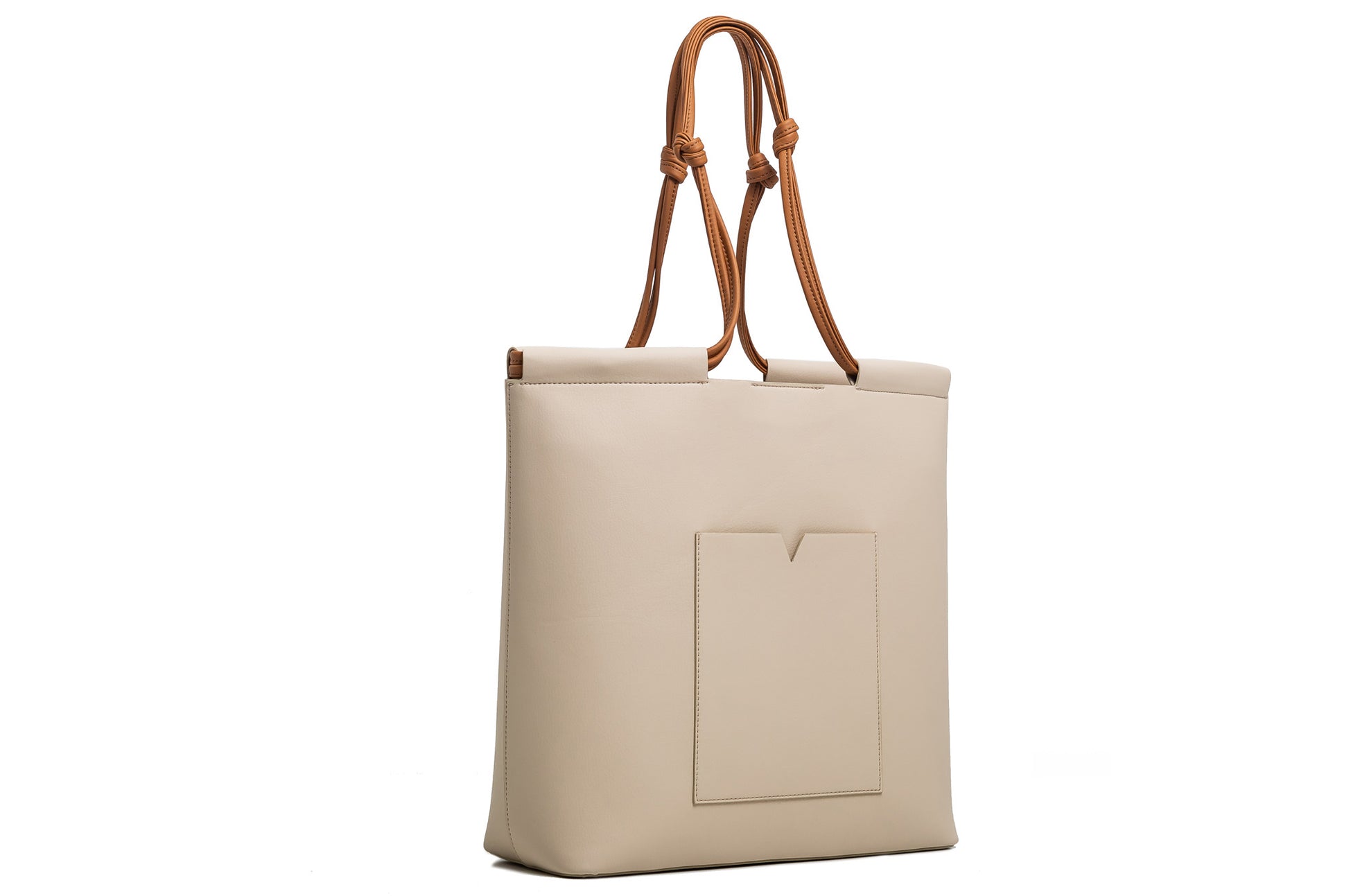 The Market Tote in Technik-Leather in Oat and Caramel image 3