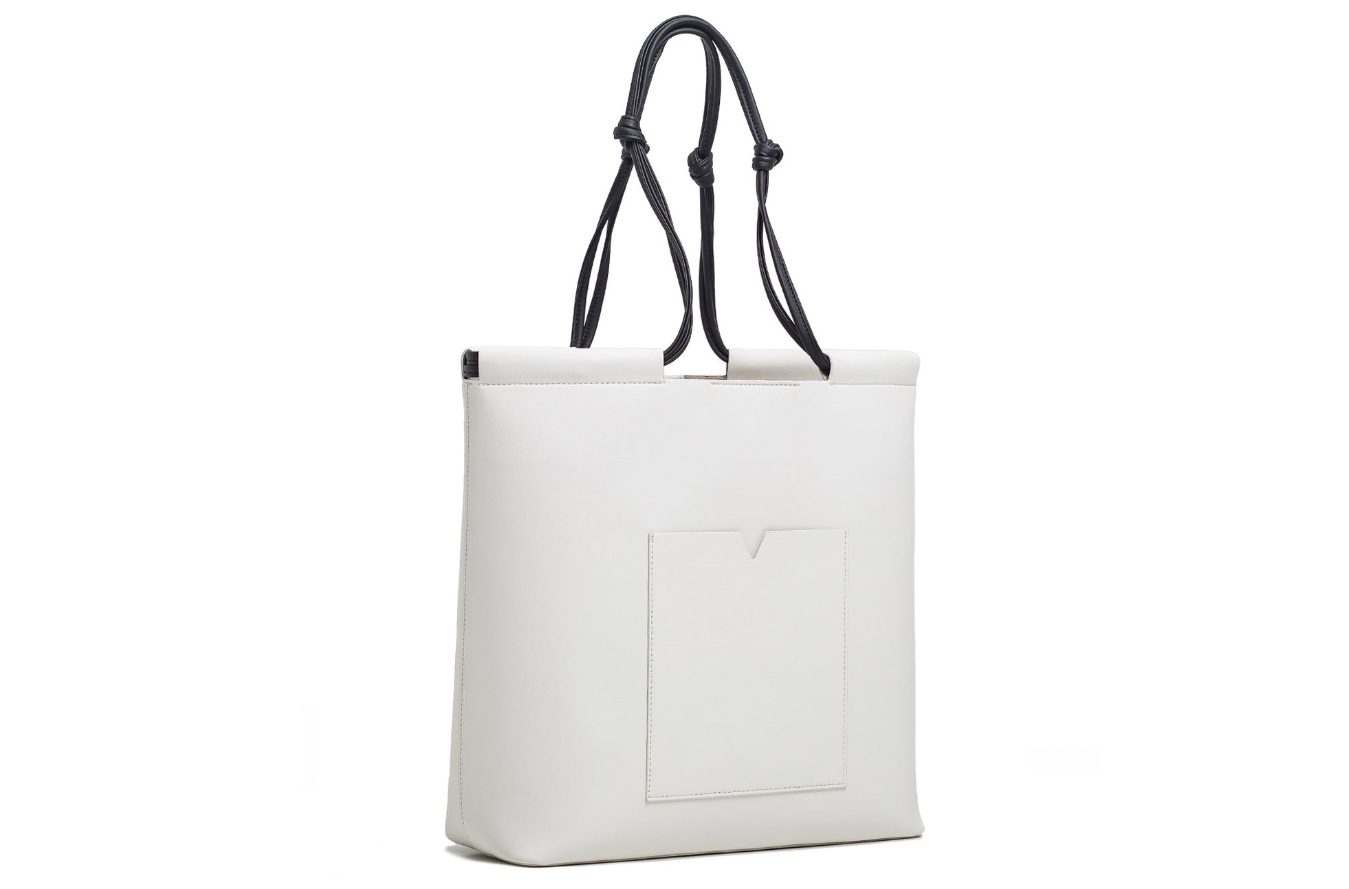 The Market Tote in Technik-Leather in White and Black image 3