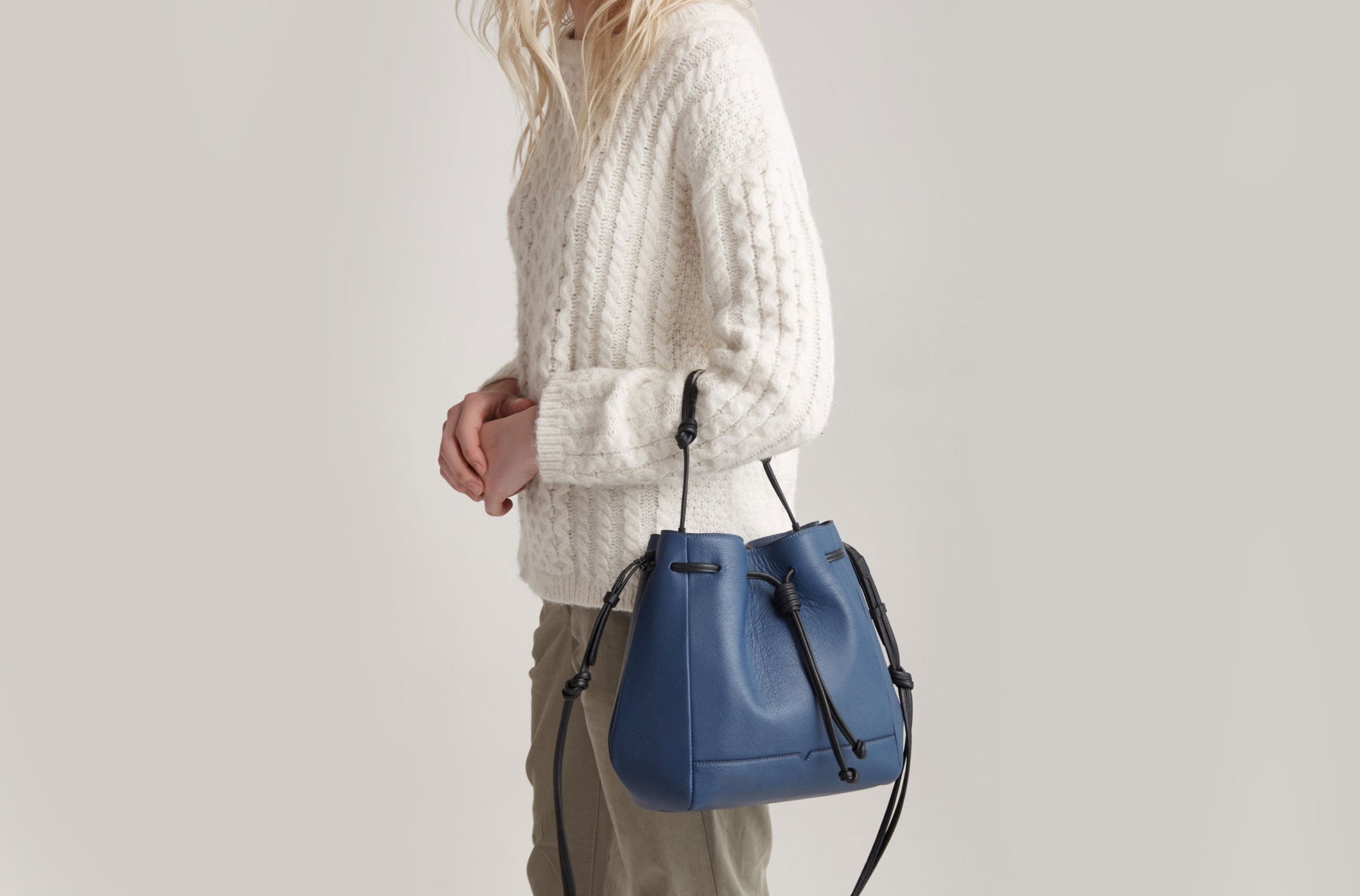 The Bucket Crossbody - Sample Sale in Technik in Denim and Black  image 