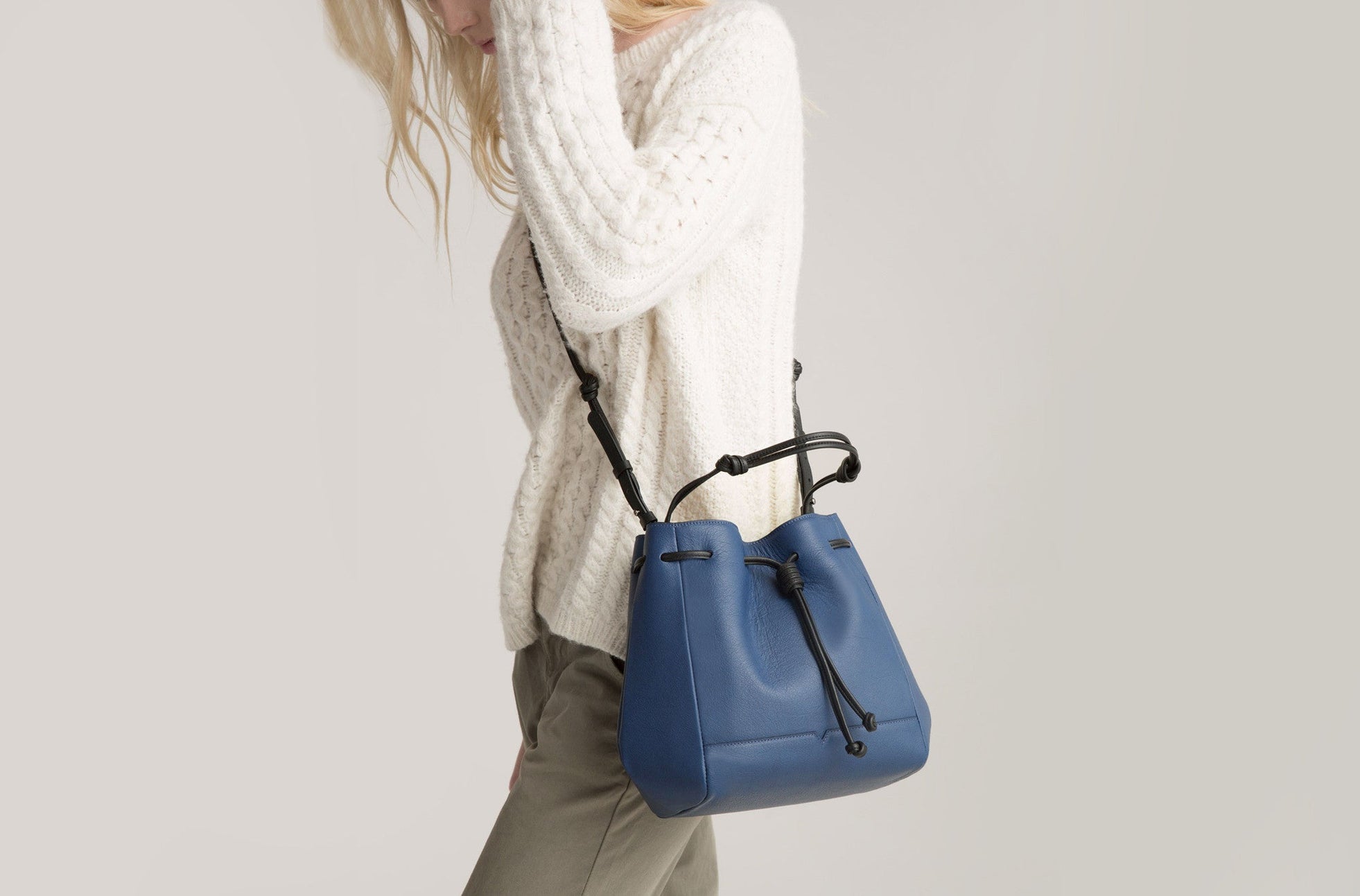 The Bucket Crossbody - Sample Sale in Technik in Denim and Black  image 