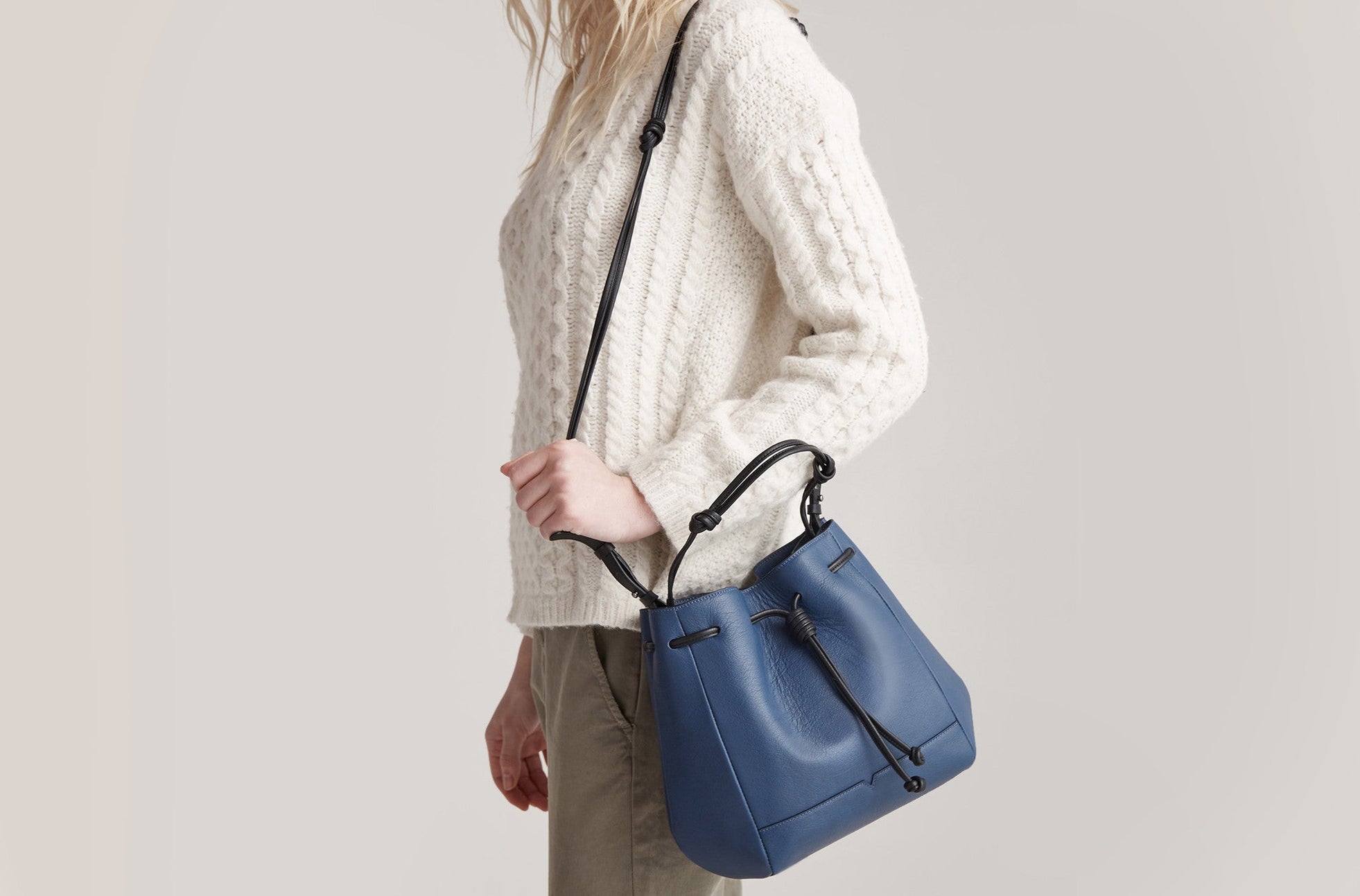The Bucket Crossbody - Sample Sale in Technik in Denim and Black  image 