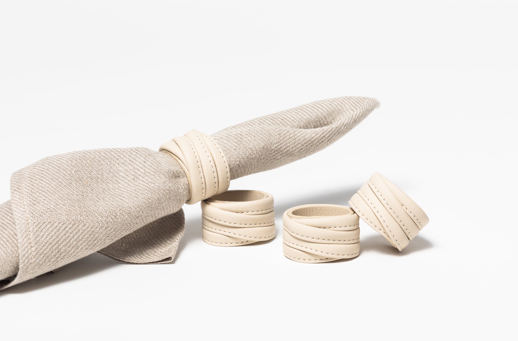 The Napkin Rings - Sample Sale in Technik-Leather in Oat image 2
