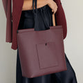 The Market Tote in Technik-Leather in Burgundy and Black image 2