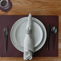 The Placemat Set - Sample Sale in Technik-Leather in Stone & Burgundy image 2