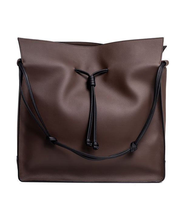 The Large Shopper - Technik-Leather in Taupe + Black