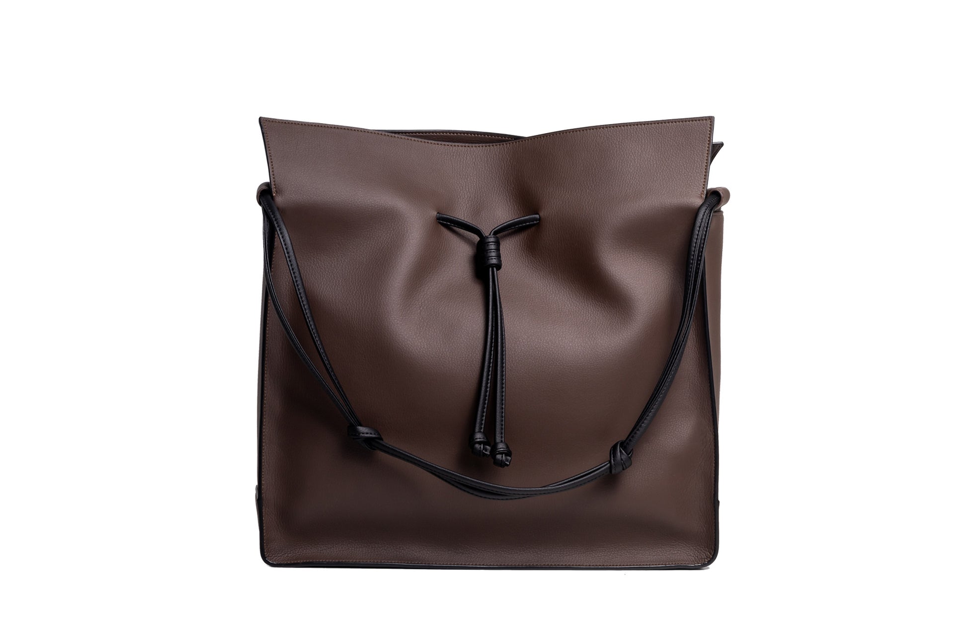 The Large Shopper in Technik-Leather in Taupe + Black image 1