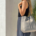 The Large Bucket Backpack in Technik-Leather in Stone image 2